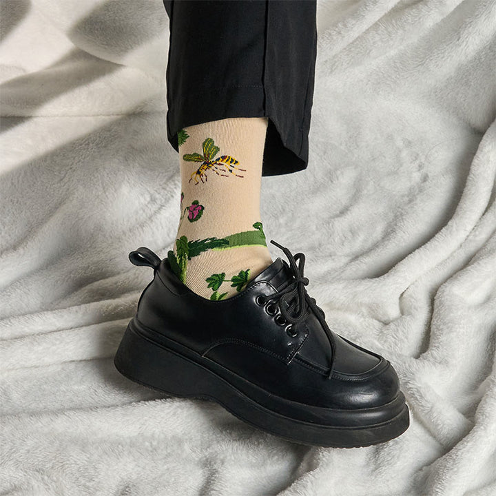 Buddha Stones Bienenfrosch Blätter Muster Herren Damen Unisex Baumwolle Crew Socken - image 3