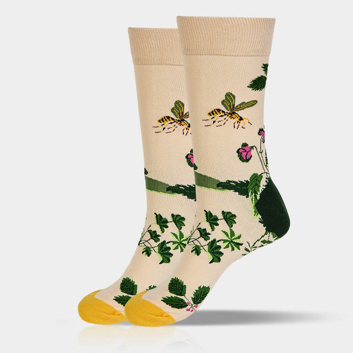 Buddha Stones Bienenfrosch Blätter Muster Herren Damen Unisex Baumwolle Crew Socken - image 6