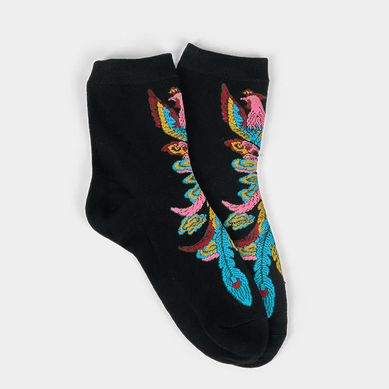 Buddha Stones Casual 3 Paar mehrfarbige Phoenix Quarter Damensocken - image 8
