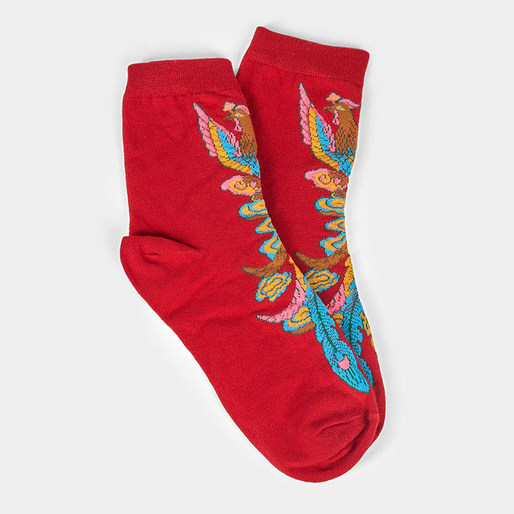 Buddha Stones Casual 3 Paar mehrfarbige Phoenix Quarter Damensocken - image 29
