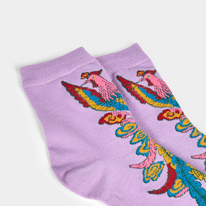 Buddha Stones Casual 3 Paar mehrfarbige Phoenix Quarter Damensocken - image 19