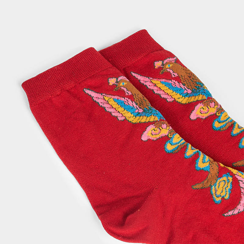 Buddha Stones Casual 3 Paar mehrfarbige Phoenix Quarter Damensocken - image 28
