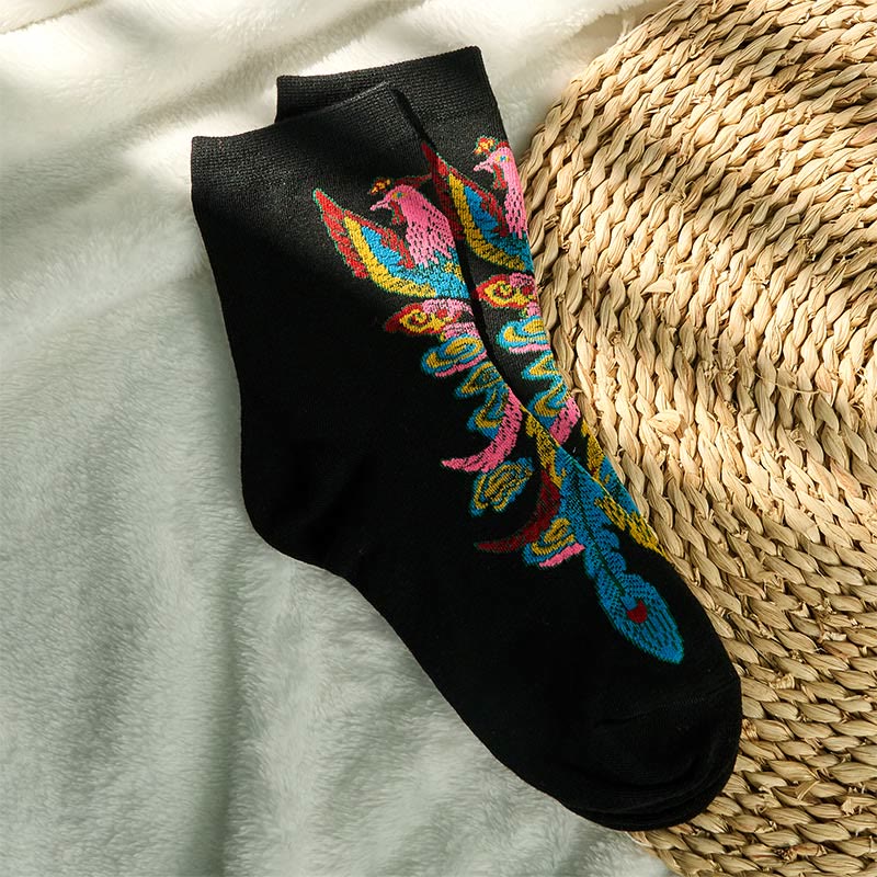Buddha Stones Casual 3 Paar mehrfarbige Phoenix Quarter Damensocken - image 3