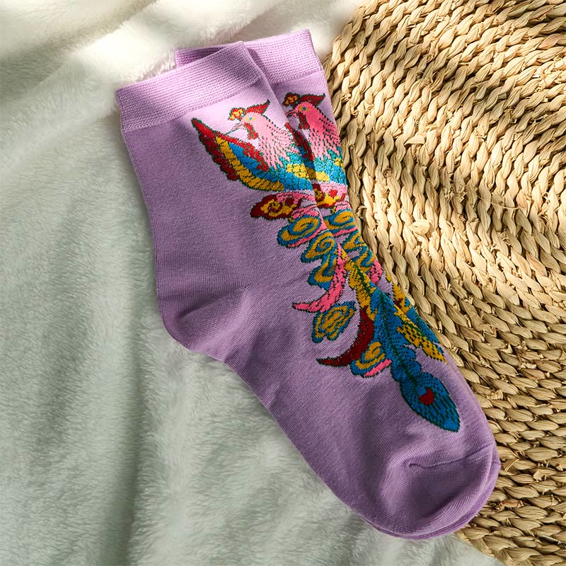 Buddha Stones Casual 3 Paar mehrfarbige Phoenix Quarter Damensocken - image 16