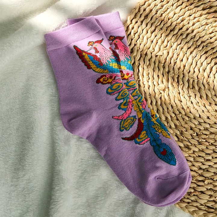 Buddha Stones Casual 3 Paar mehrfarbige Phoenix Quarter Damensocken - image 16