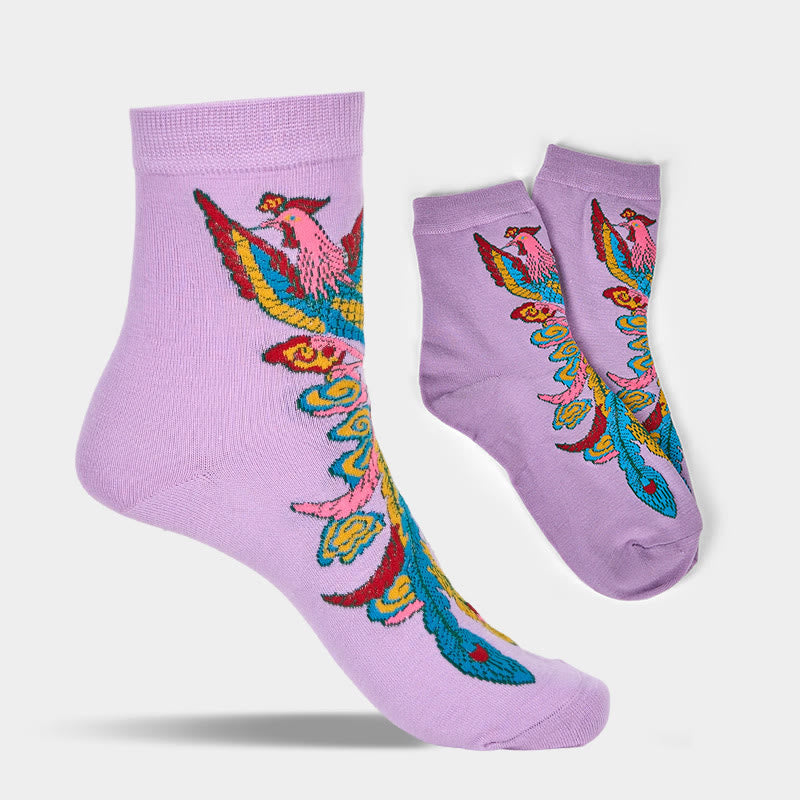 Buddha Stones Casual 3 Paar mehrfarbige Phoenix Quarter Damensocken - image 15