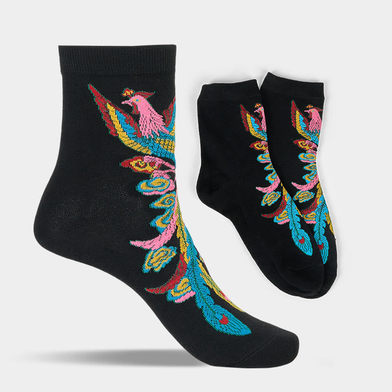 Buddha Stones Casual 3 Paar mehrfarbige Phoenix Quarter Damensocken - image 2