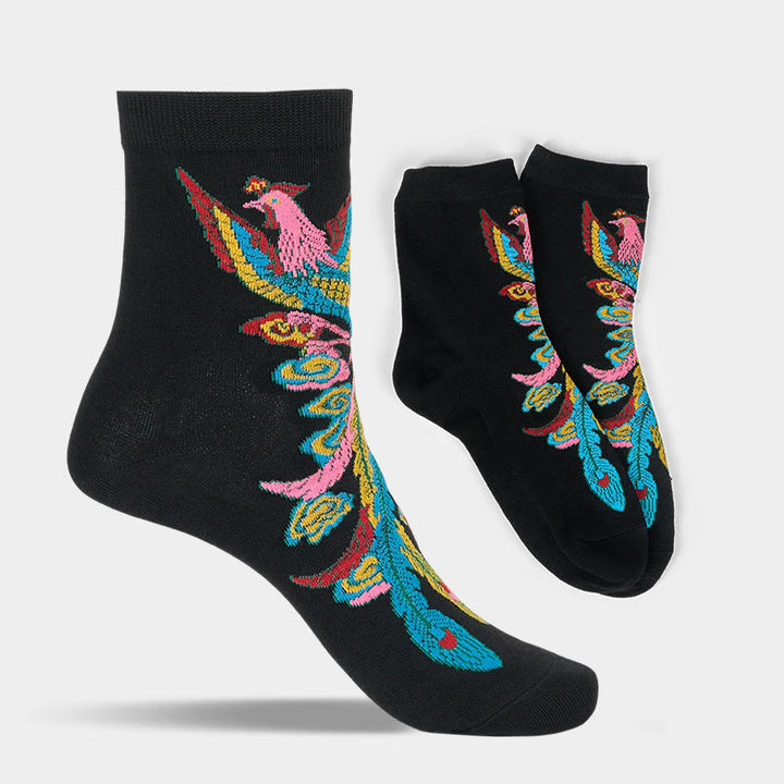Buddha Stones Casual 3 Paar mehrfarbige Phoenix Quarter Damensocken - image 2