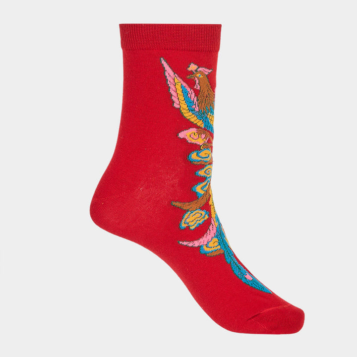 Buddha Stones Casual 3 Paar mehrfarbige Phoenix Quarter Damensocken - image 30