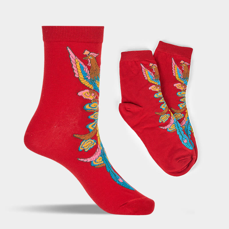Buddha Stones Casual 3 Paar mehrfarbige Phoenix Quarter Damensocken - image 24