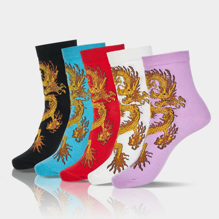 Buddha Stones Casual 5 Paar Golden Dragon Quarter Damensocken - 5 Paar (1 Paar von jeder Farbe) - SM (US 5,5–8,5, EU 36–40, UK/AU 3,5–6,5, Asien 23–25 cm) - image 0