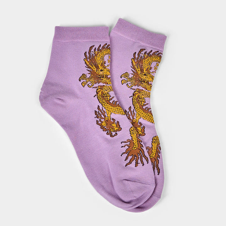 Buddha Stones Casual 5 Paar Golden Dragon Quarter Damensocken - image 14