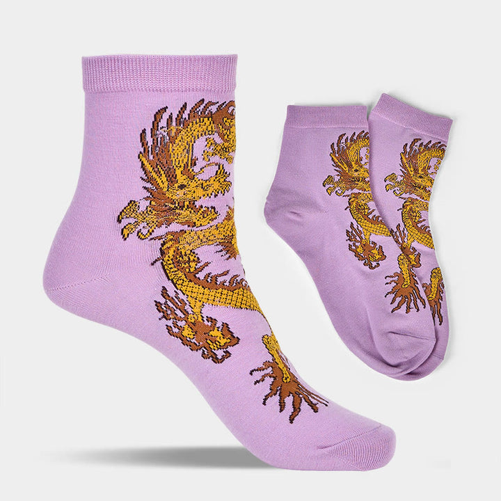 Buddha Stones Casual 5 Paar Golden Dragon Quarter Damensocken - image 11