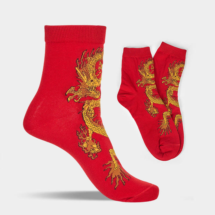 Buddha Stones Casual 5 Paar Golden Dragon Quarter Damensocken - image 29