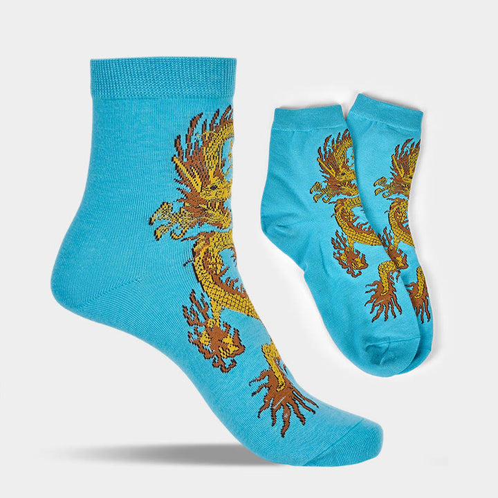 Buddha Stones Casual 5 Paar Golden Dragon Quarter Damensocken - image 23