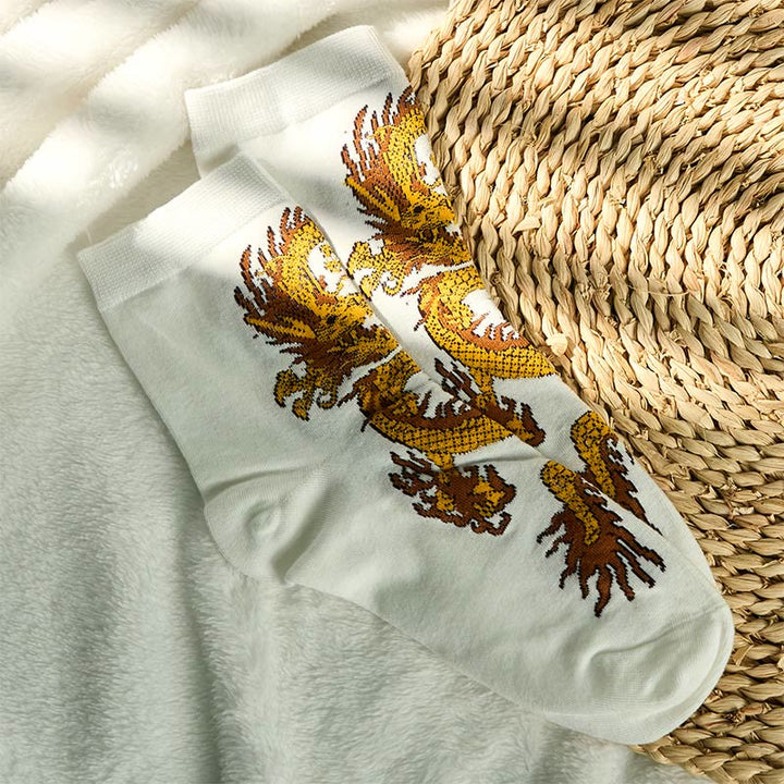 Buddha Stones Casual 5 Paar Golden Dragon Quarter Damensocken - image 18