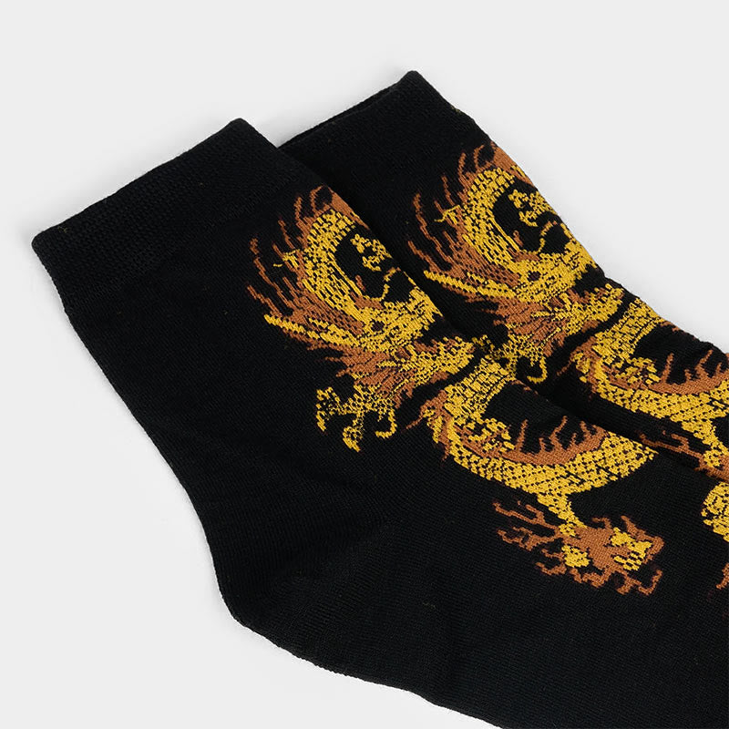 Buddha Stones Casual 5 Paar Golden Dragon Quarter Damensocken - image 7