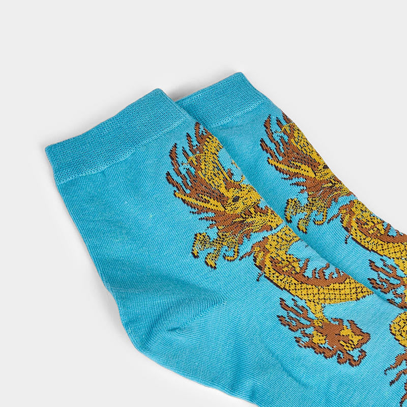 Buddha Stones Casual 5 Paar Golden Dragon Quarter Damensocken - image 25