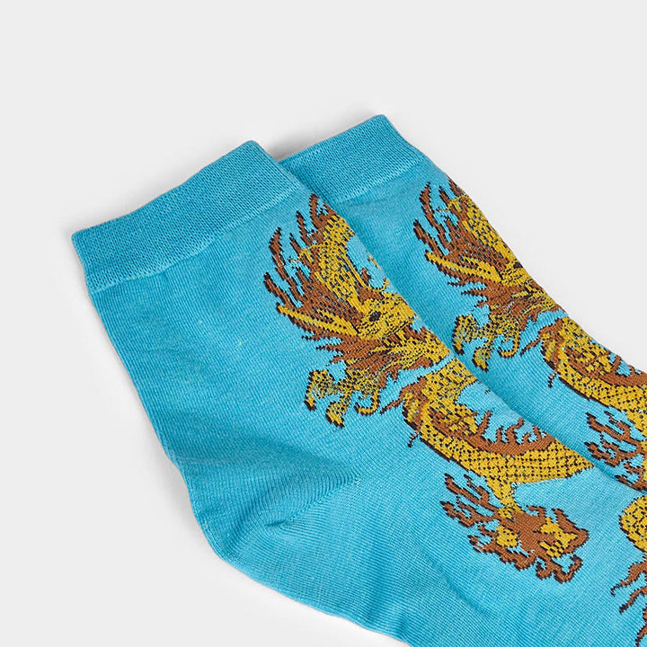 Buddha Stones Casual 5 Paar Golden Dragon Quarter Damensocken - image 25