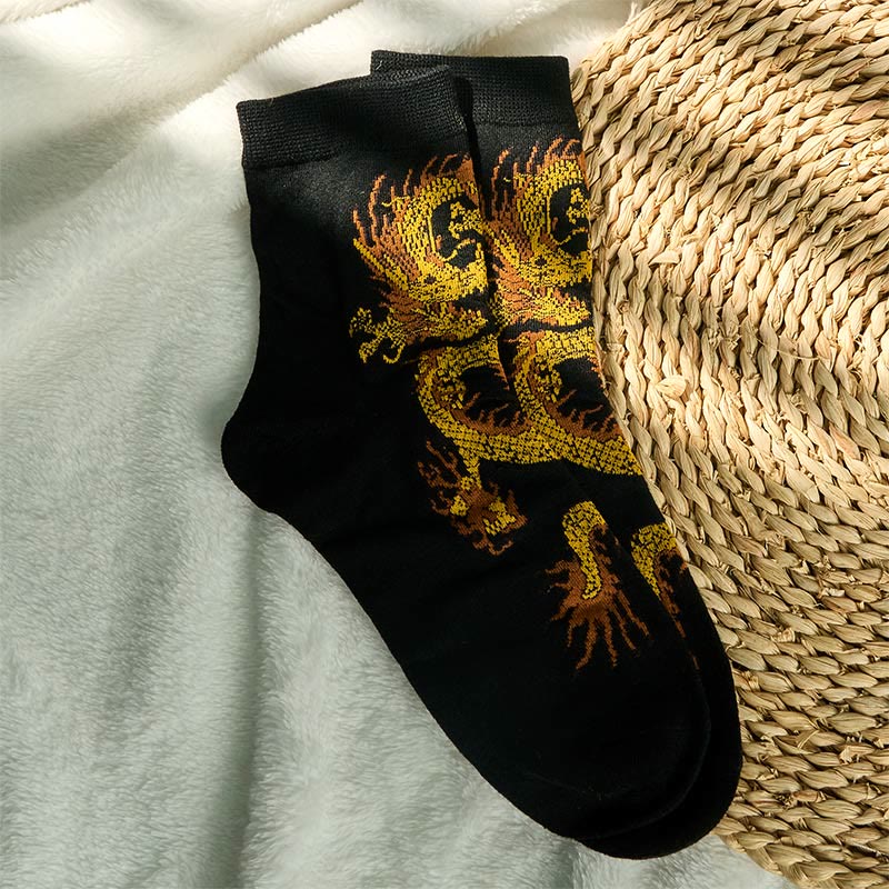 Buddha Stones Casual 5 Paar Golden Dragon Quarter Damensocken - image 3