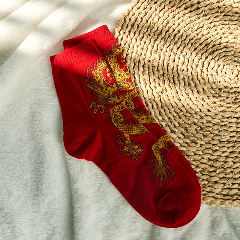 Buddha Stones Casual 5 Paar Golden Dragon Quarter Damensocken - image 30