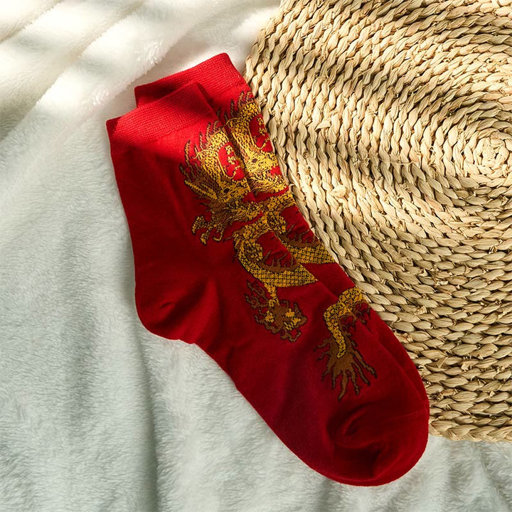 Buddha Stones Casual 5 Paar Golden Dragon Quarter Damensocken - image 30