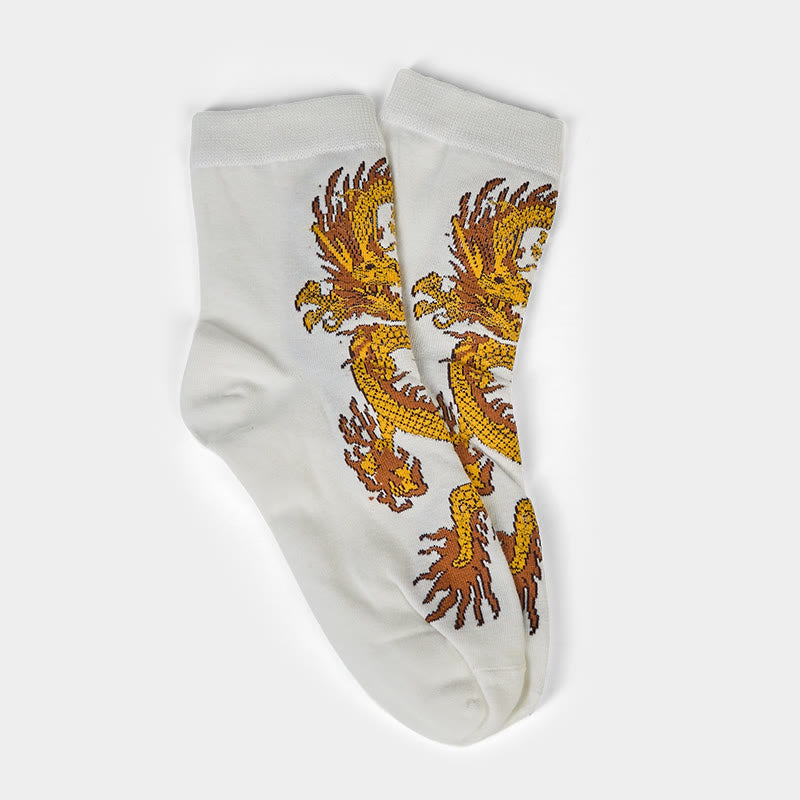 Buddha Stones Casual 5 Paar Golden Dragon Quarter Damensocken - image 20