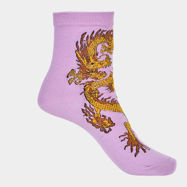 Buddha Stones Casual 5 Paar Golden Dragon Quarter Damensocken - image 15