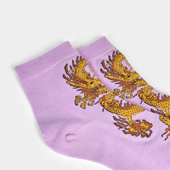 Buddha Stones Casual 5 Paar Golden Dragon Quarter Damensocken - image 13