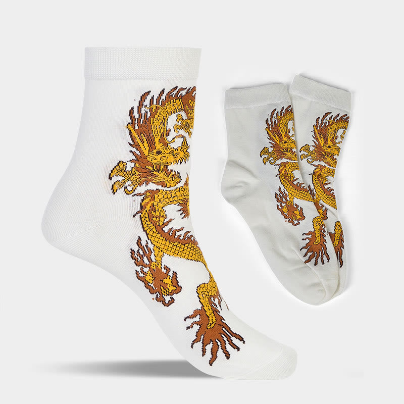 Buddha Stones Casual 5 Paar Golden Dragon Quarter Damensocken - image 17