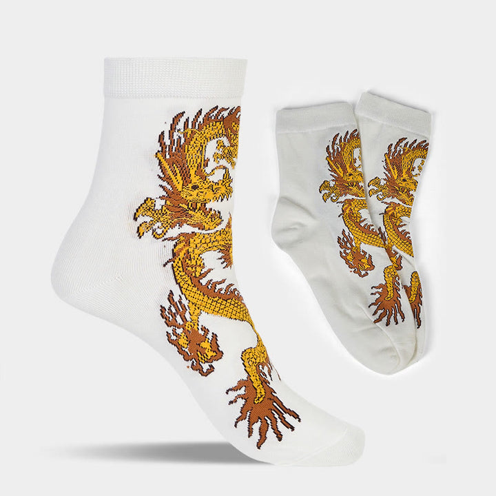 Buddha Stones Casual 5 Paar Golden Dragon Quarter Damensocken - image 17