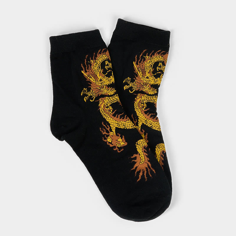 Buddha Stones Casual 5 Paar Golden Dragon Quarter Damensocken - image 8