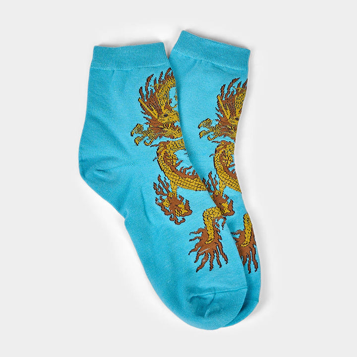 Buddha Stones Casual 5 Paar Golden Dragon Quarter Damensocken - image 26