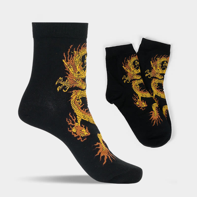 Buddha Stones Casual 5 Paar Golden Dragon Quarter Damensocken - image 2