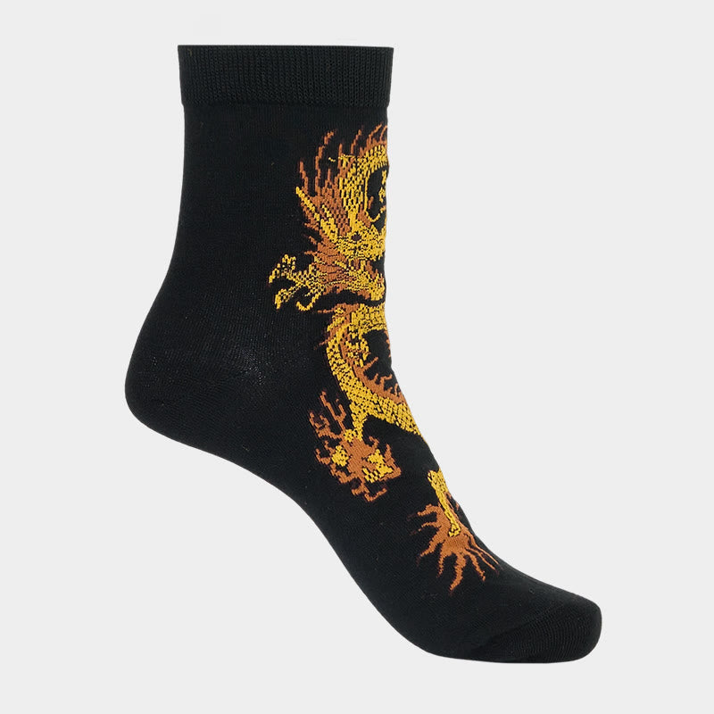 Buddha Stones Casual 5 Paar Golden Dragon Quarter Damensocken - image 9
