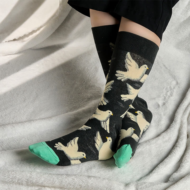 Buddha Stones Tauben Muster Design Männer Frauen Unisex Baumwolle Crew Socken - image 2