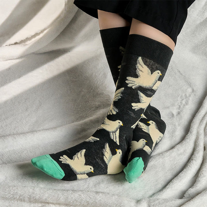Buddha Stones Tauben Muster Design Männer Frauen Unisex Baumwolle Crew Socken - image 2