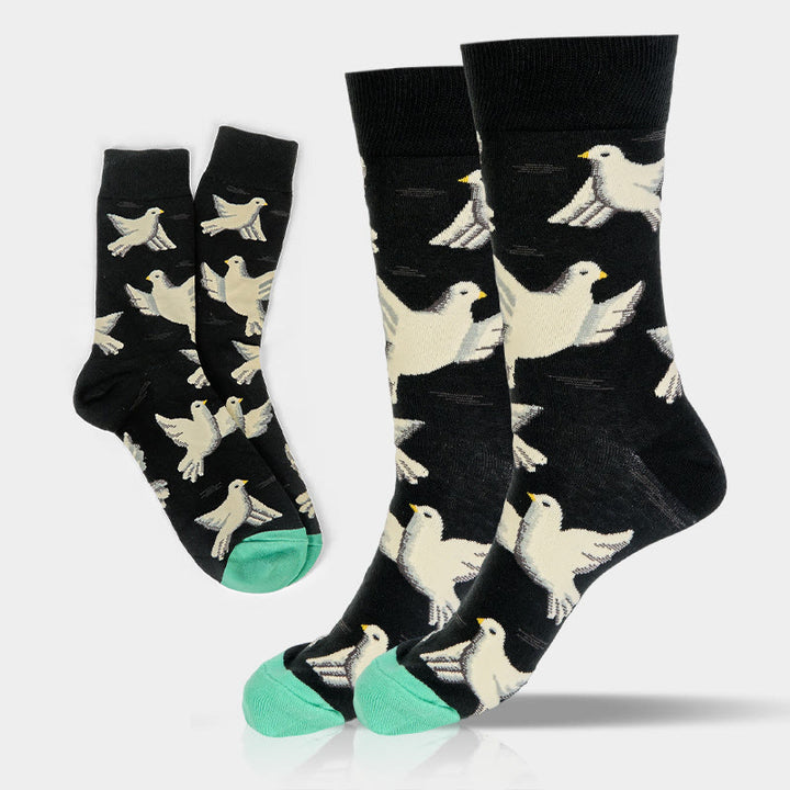 Buddha Stones Tauben Muster Design Männer Frauen Unisex Baumwolle Crew Socken - Tauben - Einheitsgröße (US8–12,5, EU41–46, UK/AU7,5–12, Asien 25,5–31 cm) - image 0