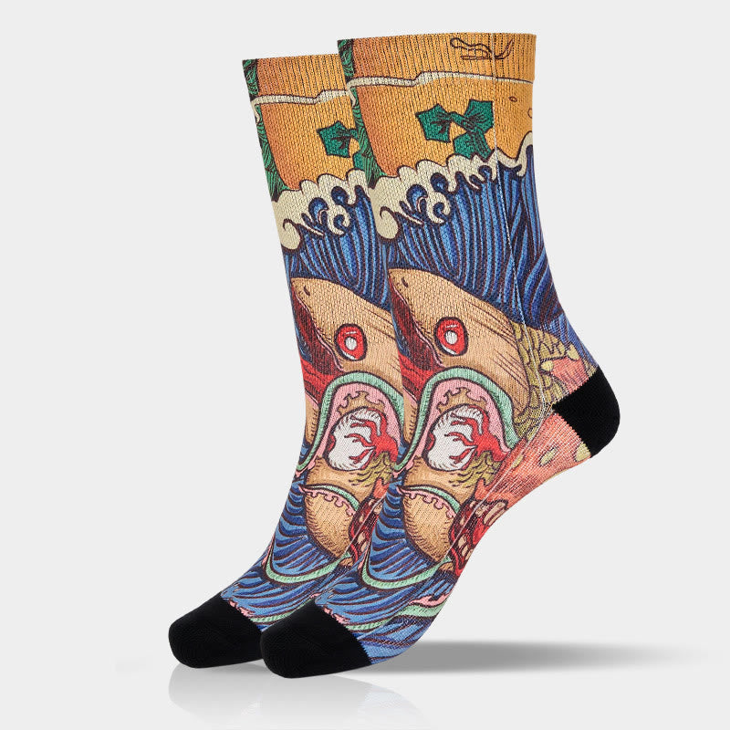 Buddha Stones Casual Vivid Fish Flowing Waves Micro Crew Herren Damen Unisex Socken - image 11