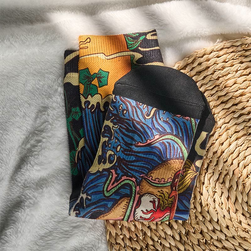Buddha Stones Casual Vivid Fish Flowing Waves Micro Crew Herren Damen Unisex Socken - image 4