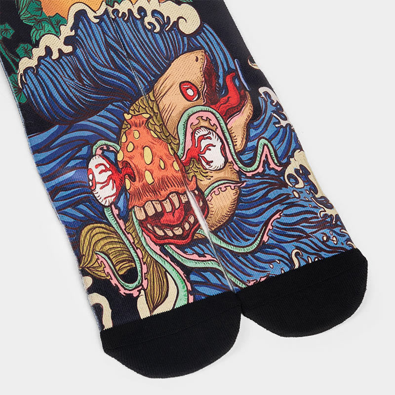 Buddha Stones Casual Vivid Fish Flowing Waves Micro Crew Herren Damen Unisex Socken - image 3