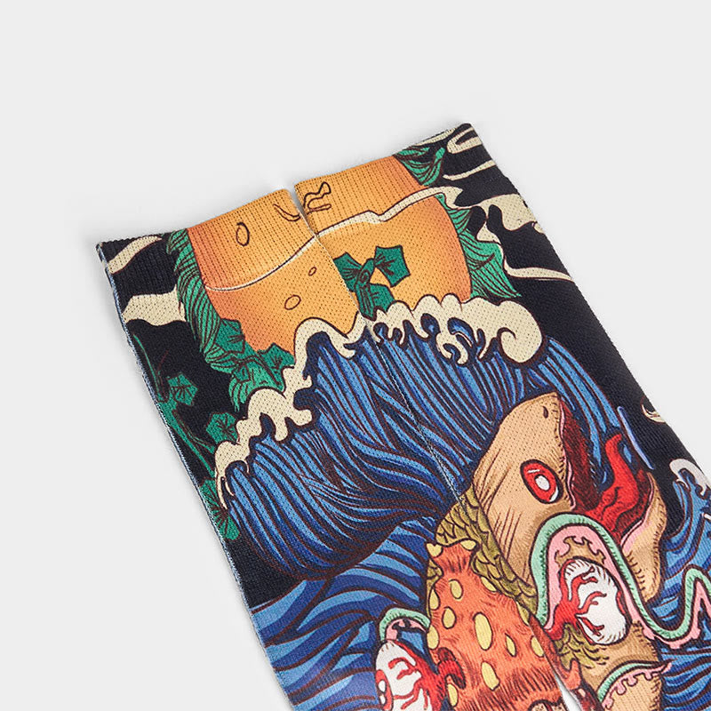 Buddha Stones Casual Vivid Fish Flowing Waves Micro Crew Herren Damen Unisex Socken - image 2