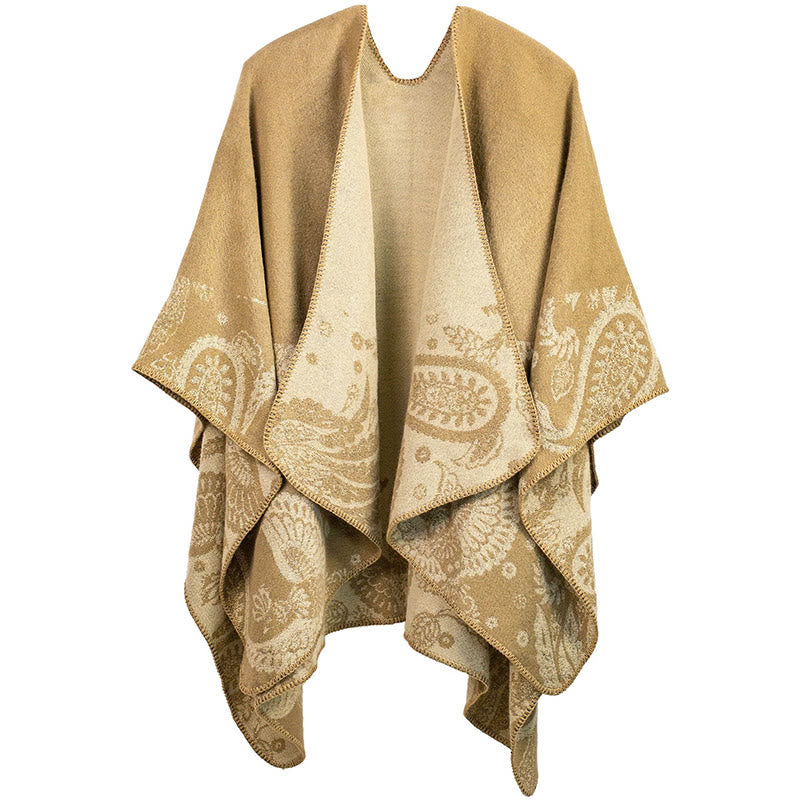 Buddha Stones Herbst Winter Tibetisches Paisley Muster Schal Thermal Cozy Unisex Schal Wickeltuch - Khaki - image 0