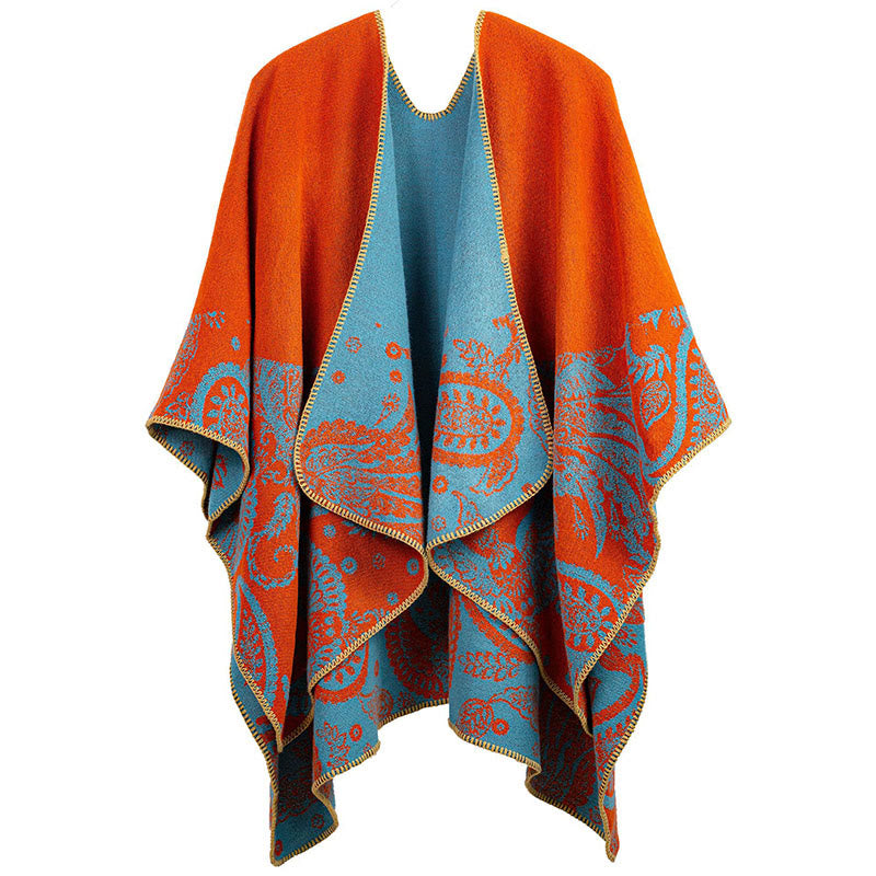 Buddha Stones Herbst Winter Tibetisches Paisley Muster Schal Thermal Cozy Unisex Schal Wickeltuch - DunkelOrange - image 2