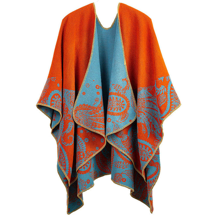 Buddha Stones Herbst Winter Tibetisches Paisley Muster Schal Thermal Cozy Unisex Schal Wickeltuch - Dunkelorange - image 2