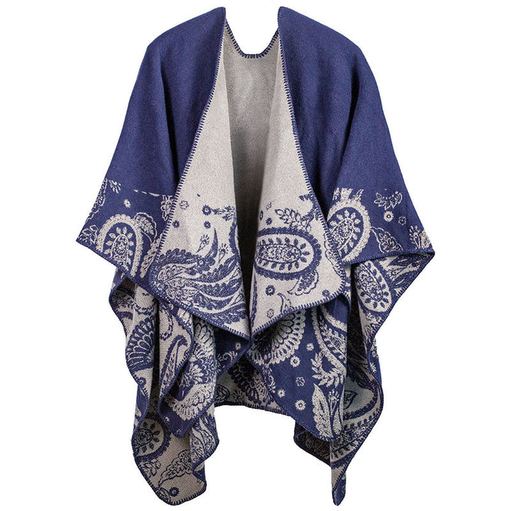 Buddha Stones Herbst Winter Tibetisches Paisley Muster Schal Thermal Cozy Unisex Schal Wickeltuch - Dunkelschieferblau - image 6