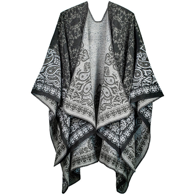 Buddha Stones, tibetisches Farbkontrast-Design, Paisley-Blumenmuster, gemütlicher Schal, Unisex-Schal - Schwarz - image 5