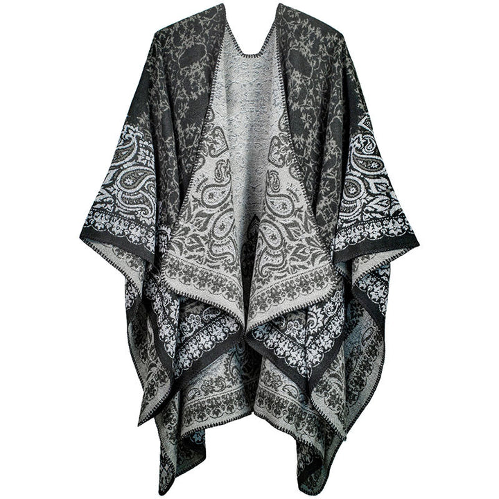 Buddha Stones, tibetisches Farbkontrast-Design, Paisley-Blumenmuster, gemütlicher Schal, Unisex-Schal - Schwarz - image 5
