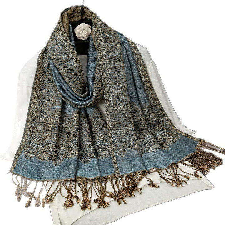 Buddha Stones Winter Ethnische Tibetischen Jacquard Paisley Druck Muster Quaste Gemütliche Schal Schal - image 6