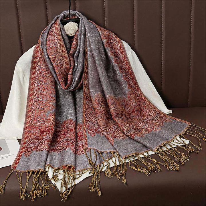 Buddha Stones Winter Ethnische Tibetischen Jacquard Paisley Druck Muster Quaste Gemütliche Schal Schal - RosyBrown - 70*190cm - image 11